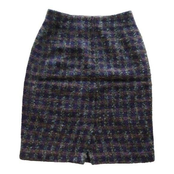 Ann Taylor Vintage Wool Boucle Plaid High Waisted Pencil Skirt - Picture 6 of 10